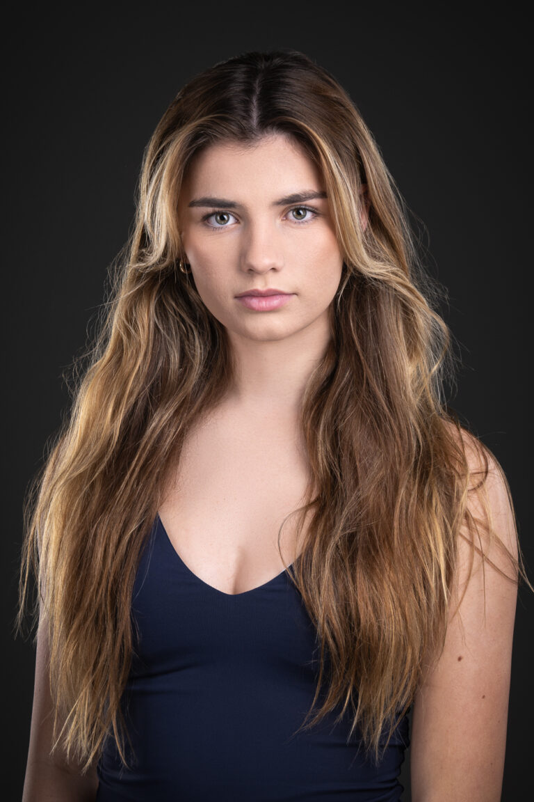 Adelaide Actor Eliana Mifsud on a dark background